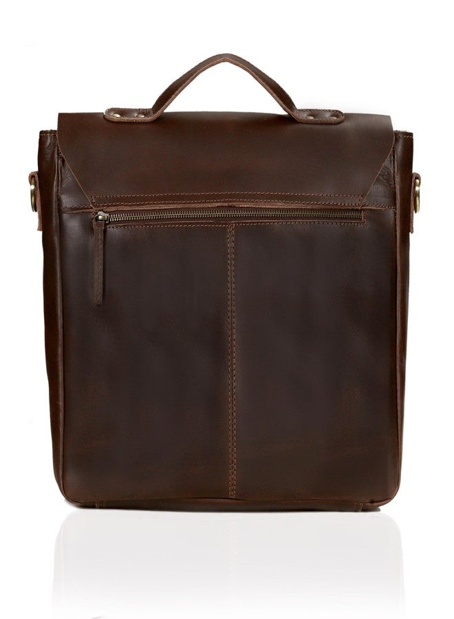 CREATIVE LEATHER ART حقيبة كتف جلدية بنية اللون للجنسين - 14.5 بوصة × 11 بوصة × 4 بوصات، تتسع لجهاز كمبيوتر محمول مقاس 15 بوصة، جلد محبب، حزام قابل للتعديل، مثالية للاستخدام اليومي والسفر - Image 4